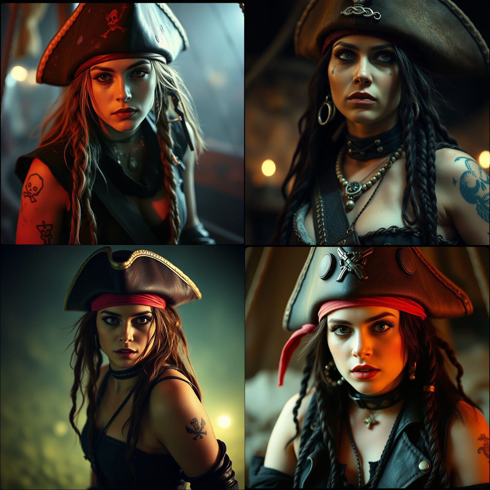 Cinematic Crust Punk Pirate Woman Film Still