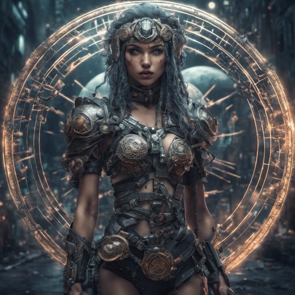 Cyberpunk Zodiac Warrior: Intricate Digital Art