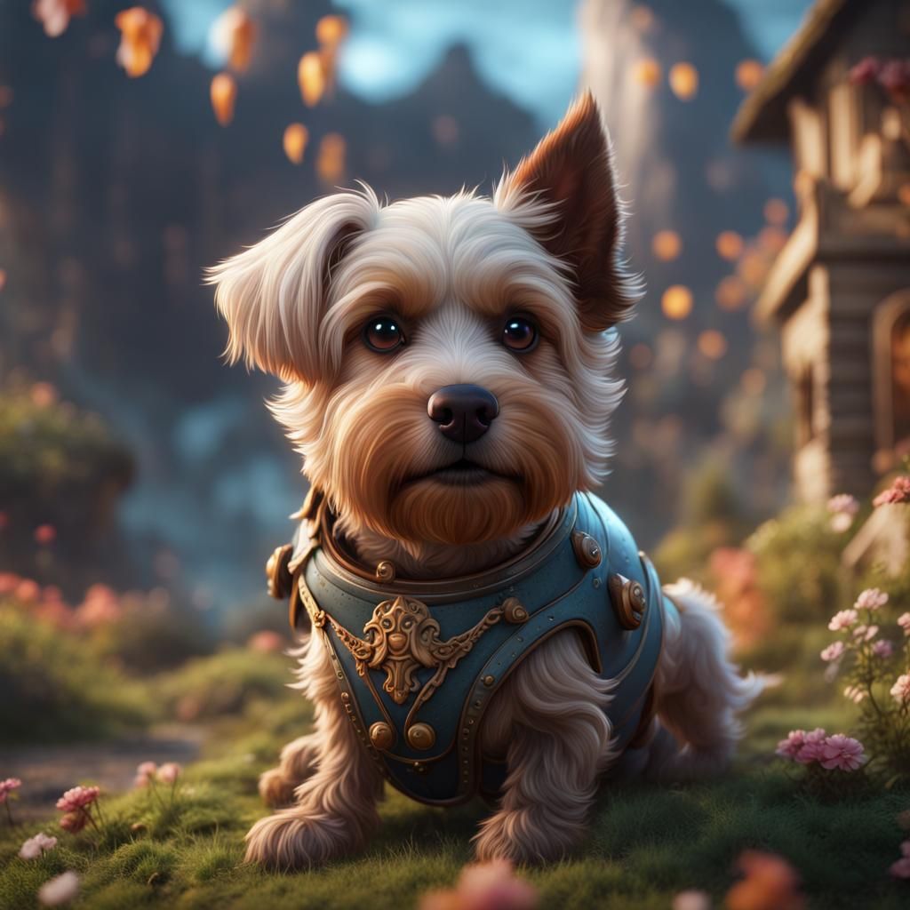 Cute Dog in Detailed Fantasy Art
