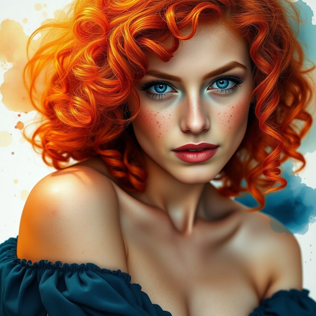 Hyper-Realistic Portrait of a Captivating Woman with Vibrant...