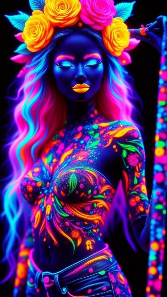 Blacklight Nocturne: Blacklight Bodypaint Party Girl