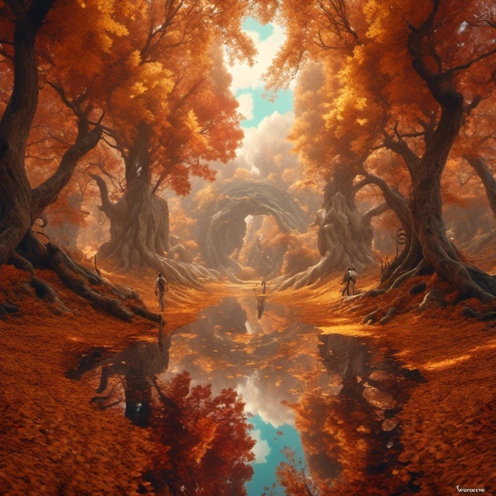 Autumn Optical Illusion in Surreal Style