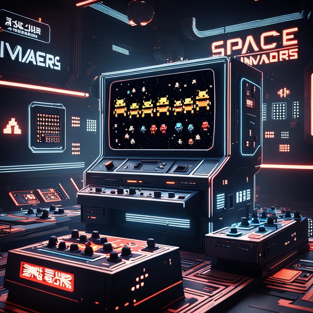 3D Anime Space Invaders Game Art