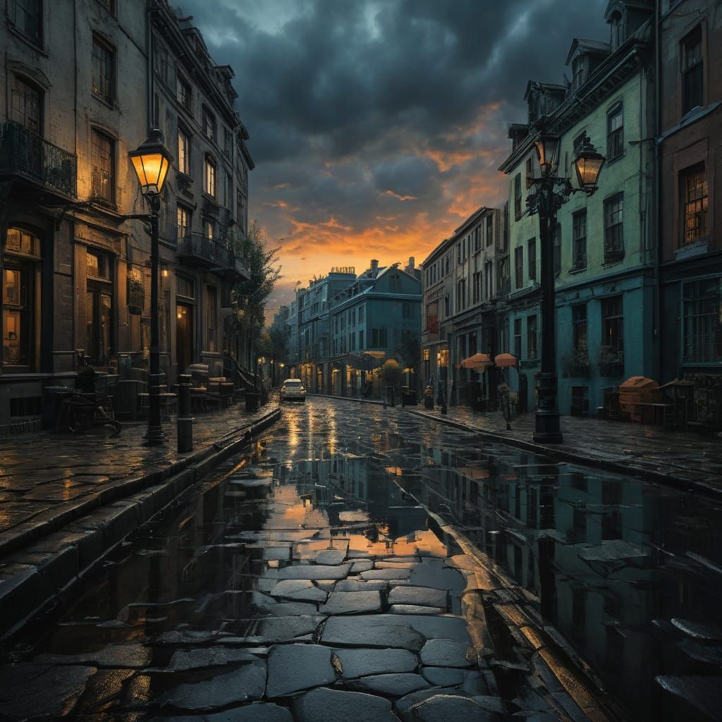 Surrealist Masterpiece in Warm, Crepuscular Light