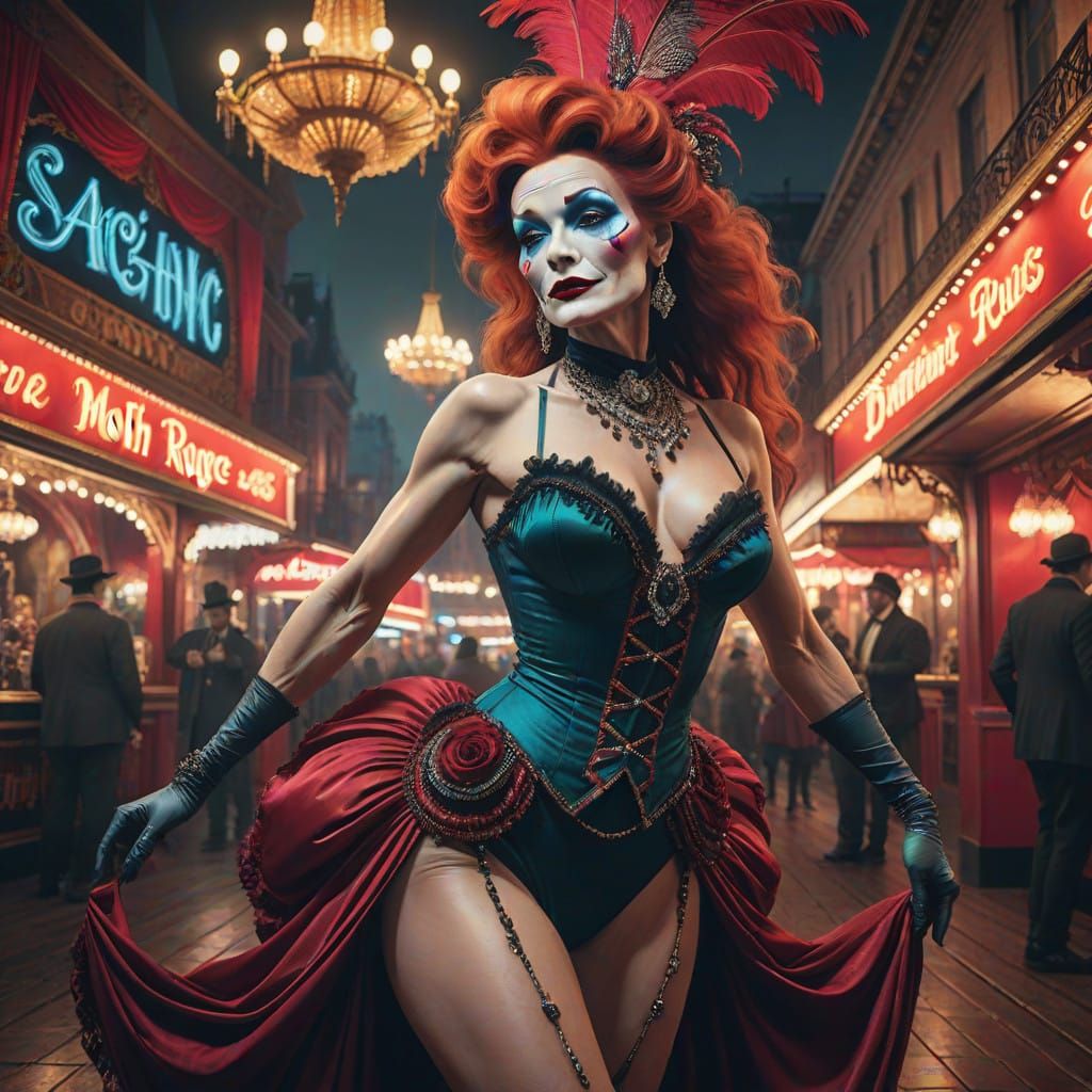 Wisdom of Age: A Lavish Cabaret Dancer in Moulin Rouge Elega...
