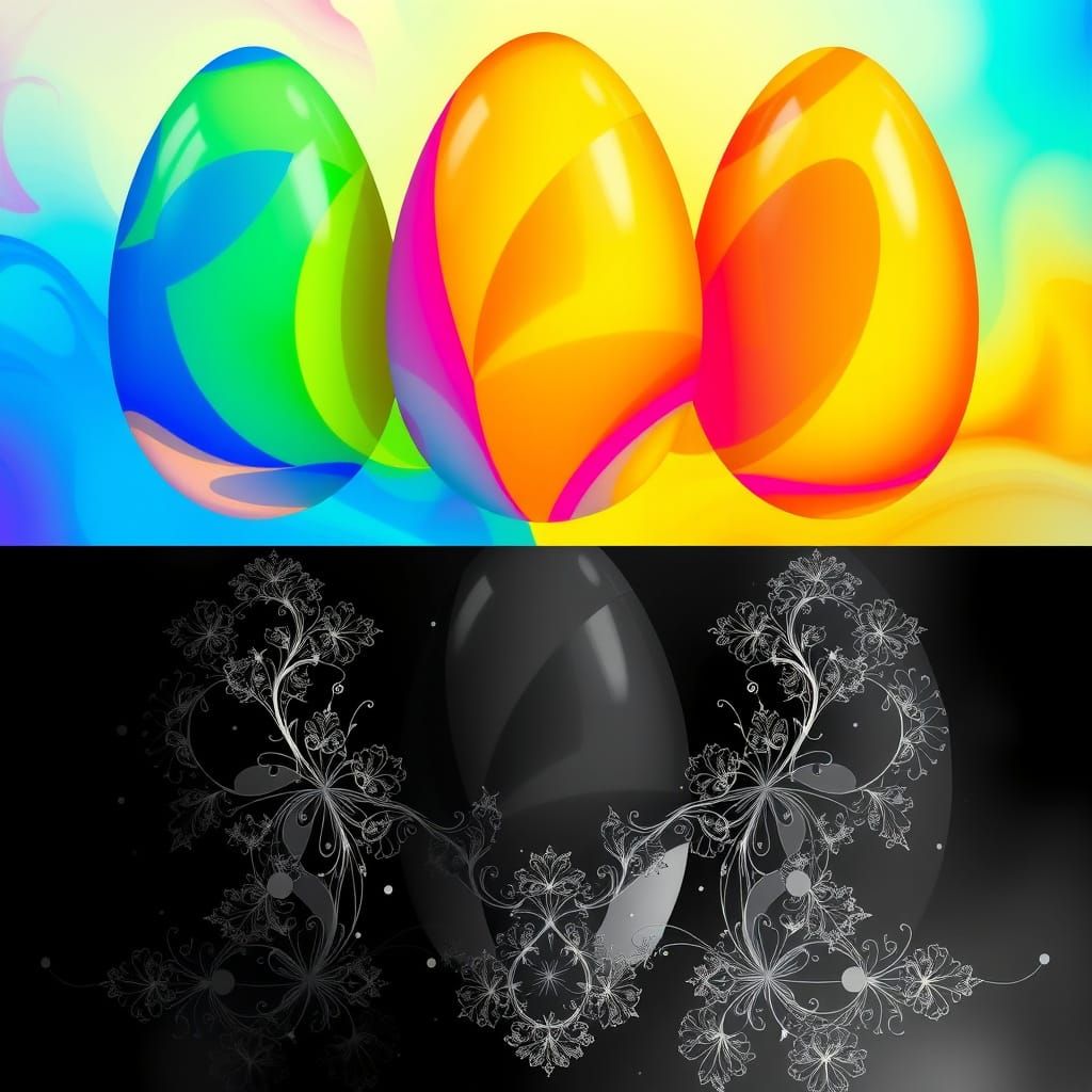 Vibrant Egg Shapes Dance in Surrealist Colors