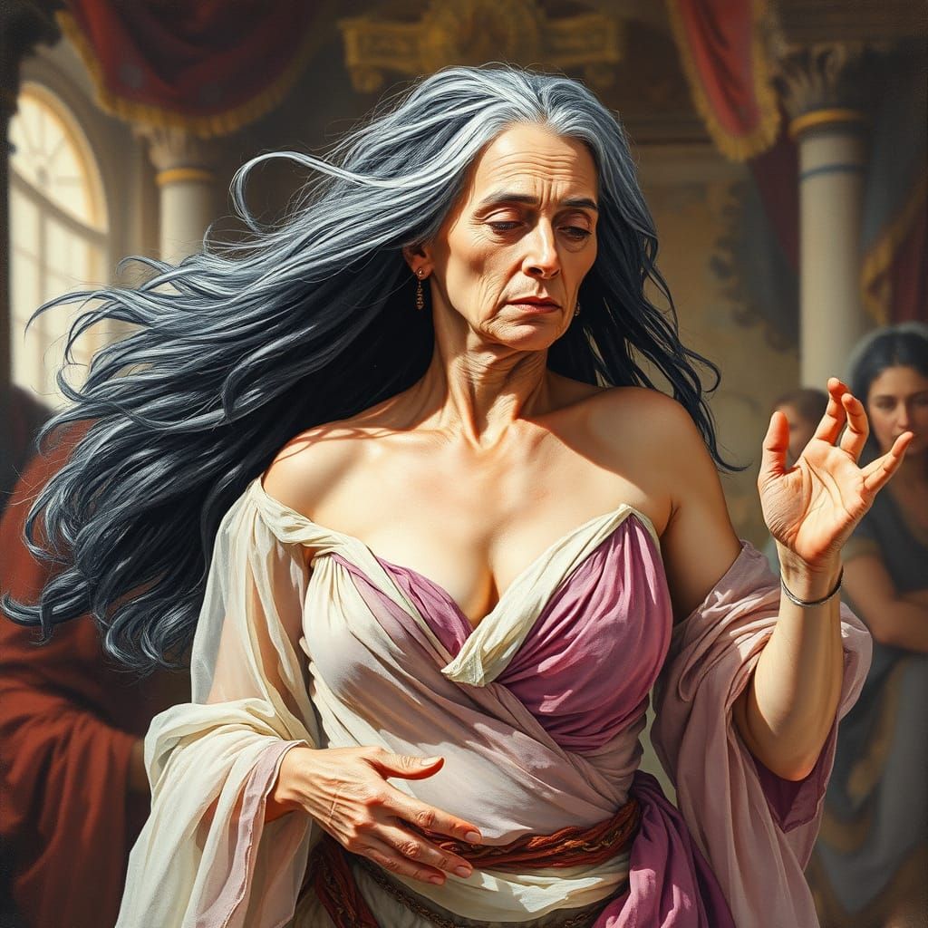 Salome Dance: Gouache and Watercolor Impressionist Painting