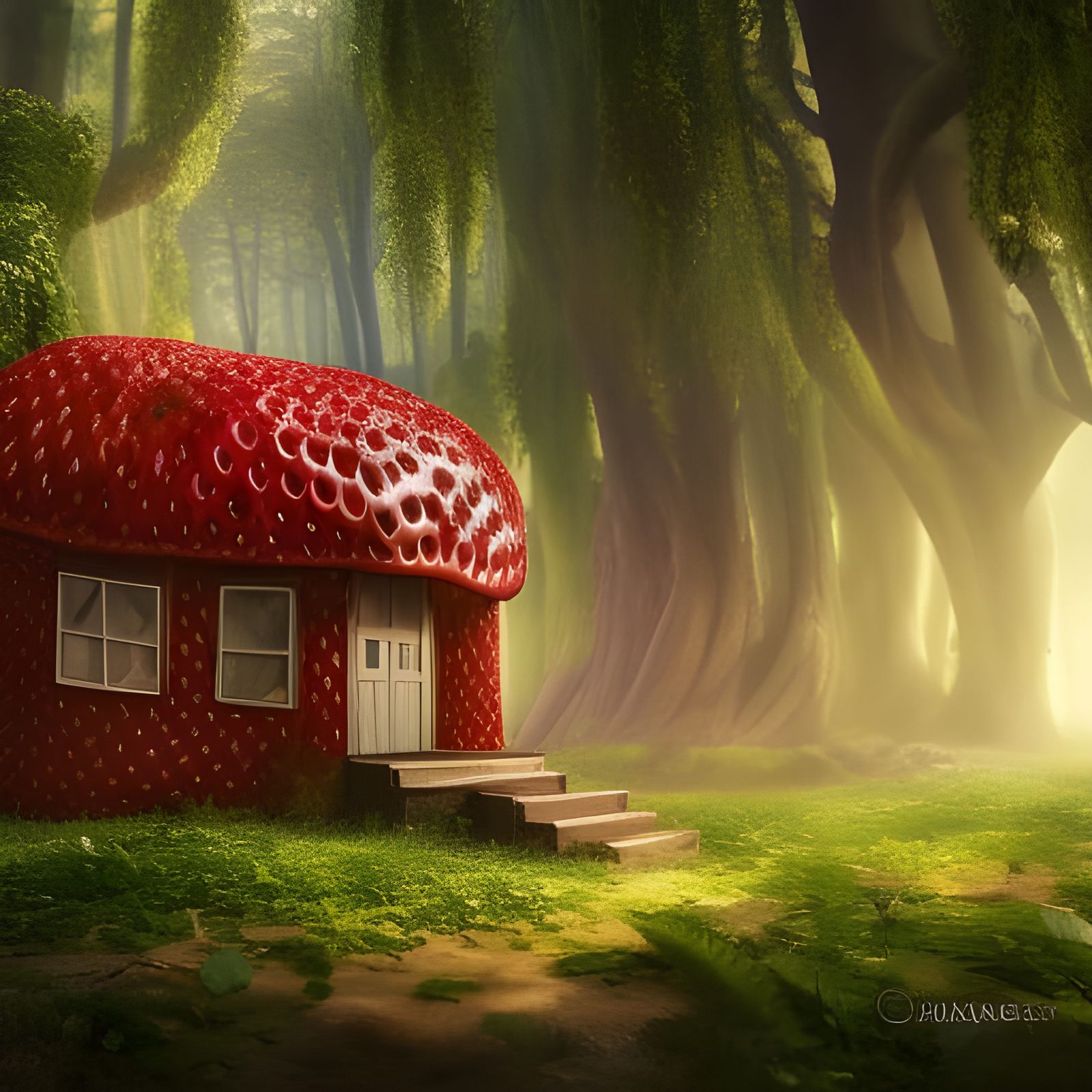 Strawberry House in Forest: Fantasy Concept Art