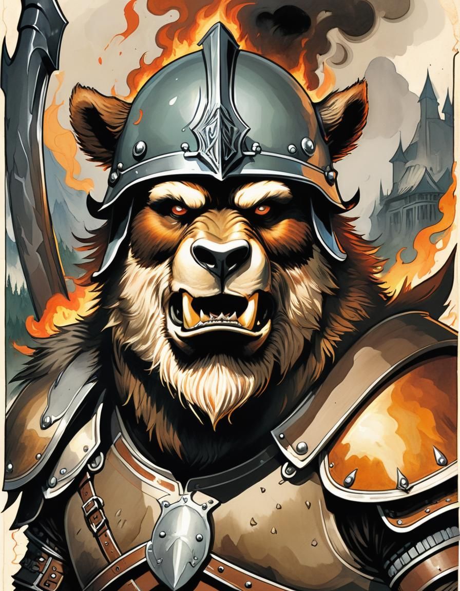 Grotesque Trolloc Warrior Illustration in Pin-Up Style