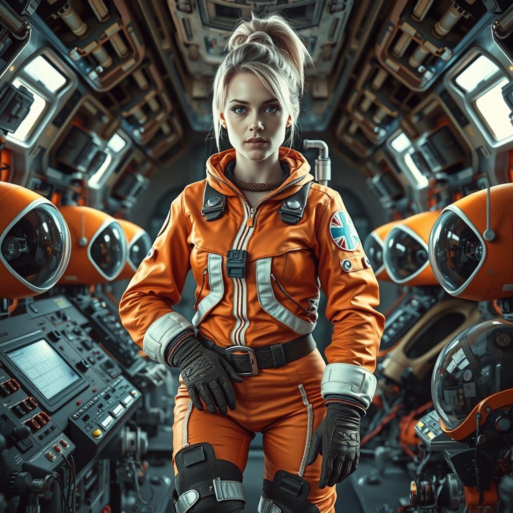 Astronaut in Spacecraft, Cinematic Sci-Fi Photo