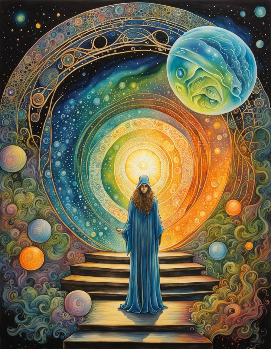 Alien Wizard in Prismatic Time Tunnel