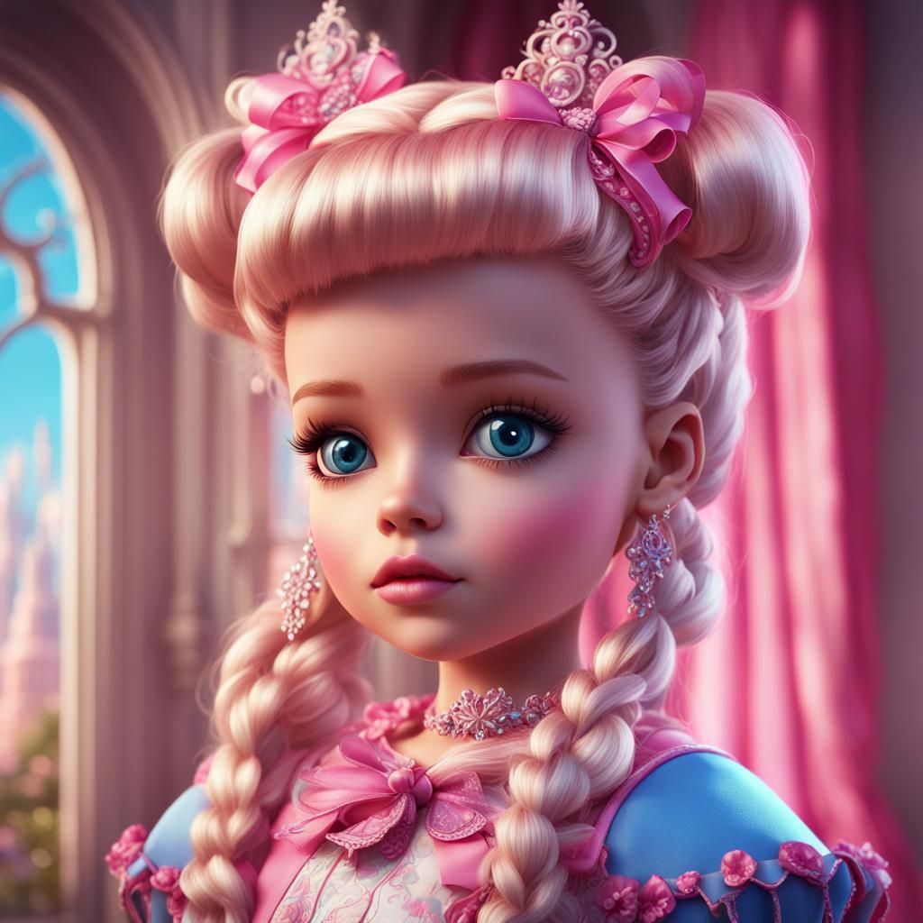 Girly Boy as Barbie Princess: Detailed Matte Painting