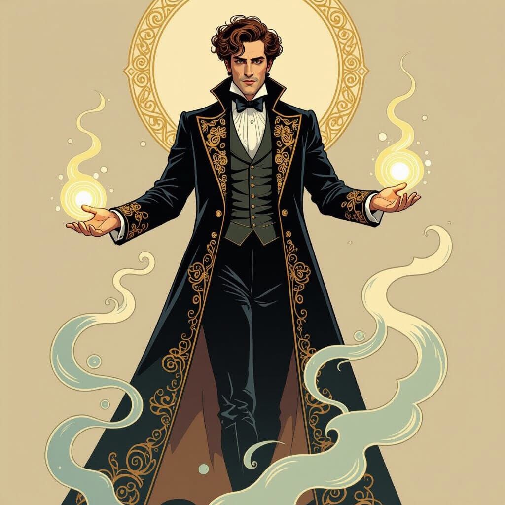 Mystical Magician in Post-Impressionist Style