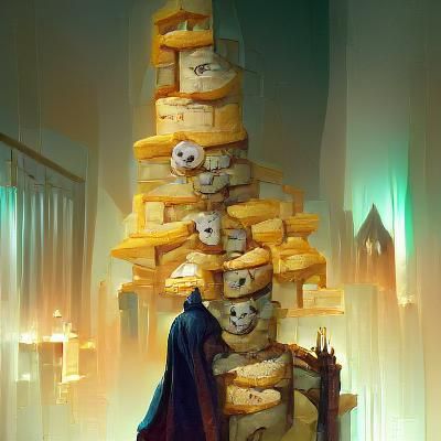 Sinister Cheese Tower in the Style of Rutkowski