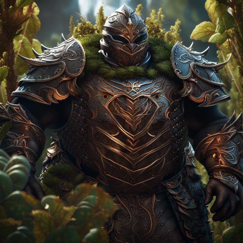 Armored Wizard Surrounded by Spiny Vines