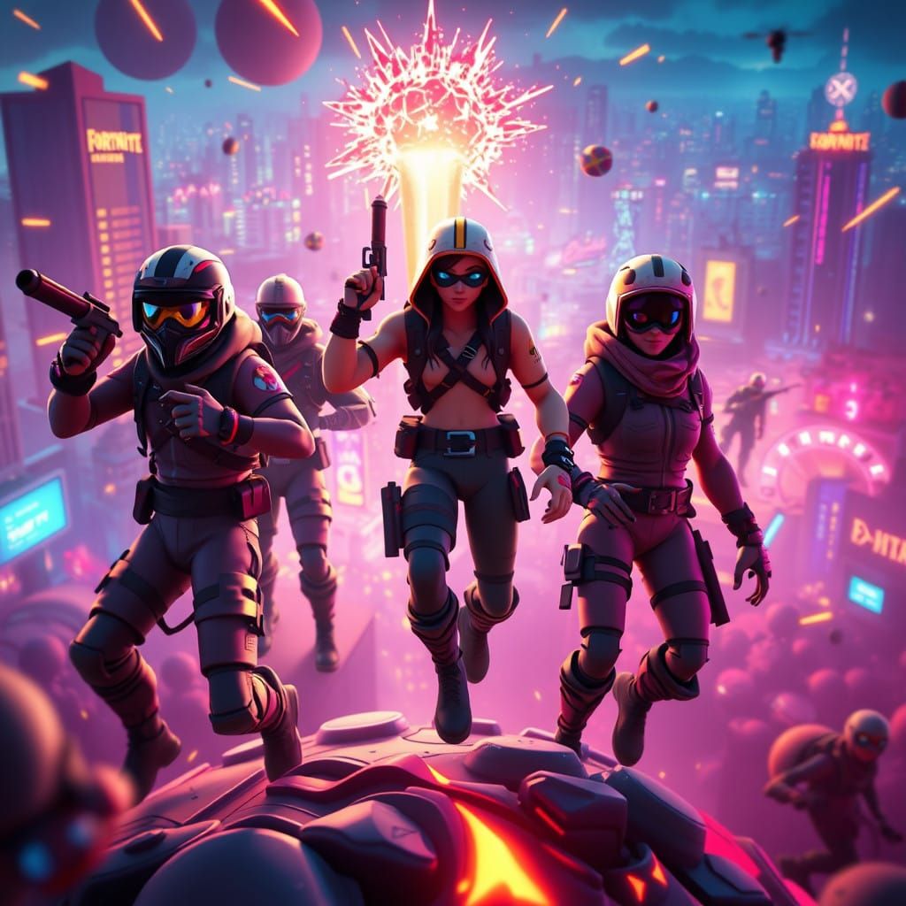Epic Futuristic Frenzy of Fortnite Heroes