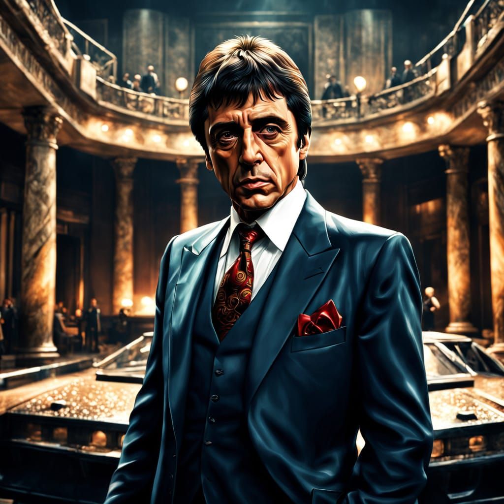 Tony Montana in a Cinematic Hyperrealistic Scene