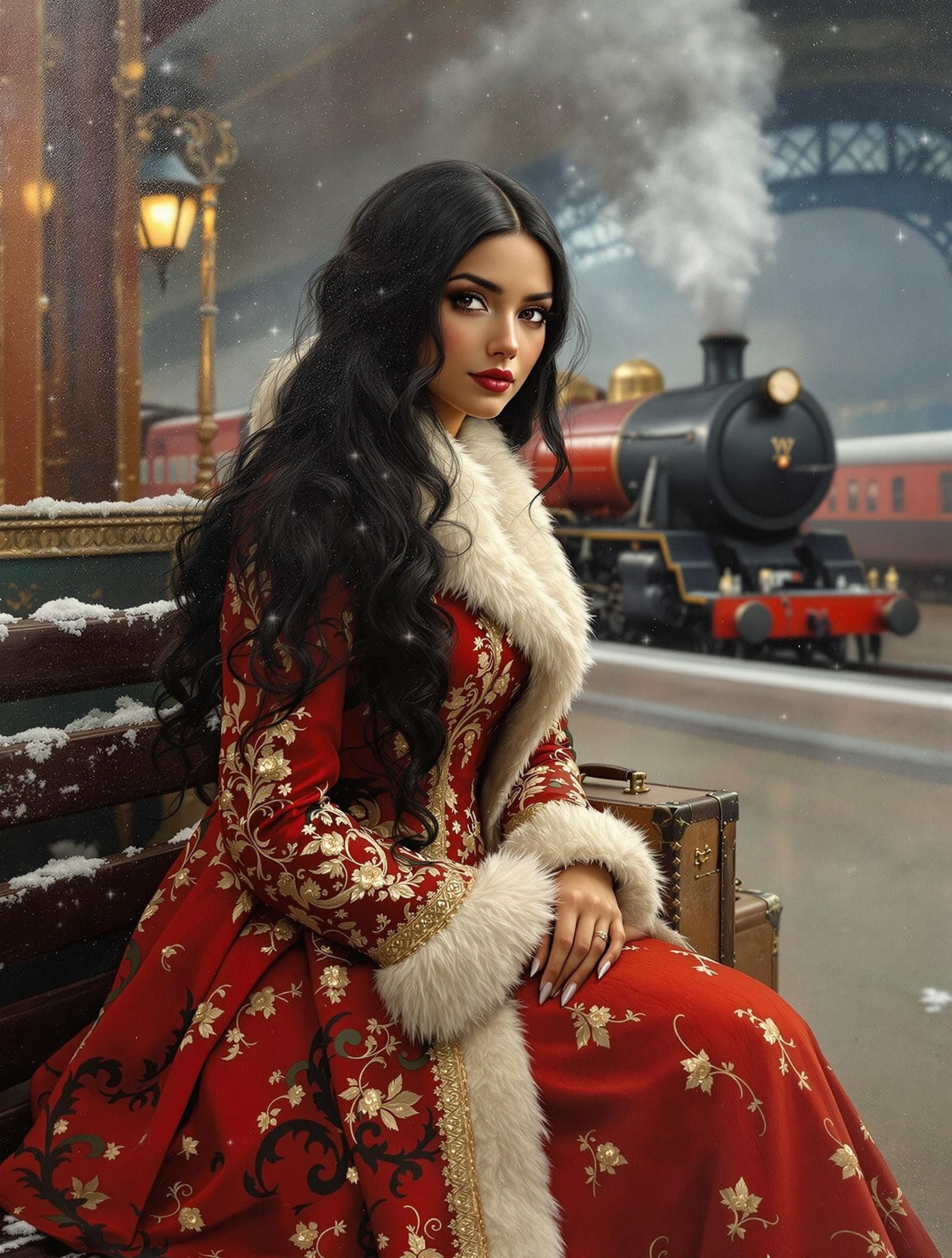 Ethereal Pre Raphaelite Woman in Victorian Train Station