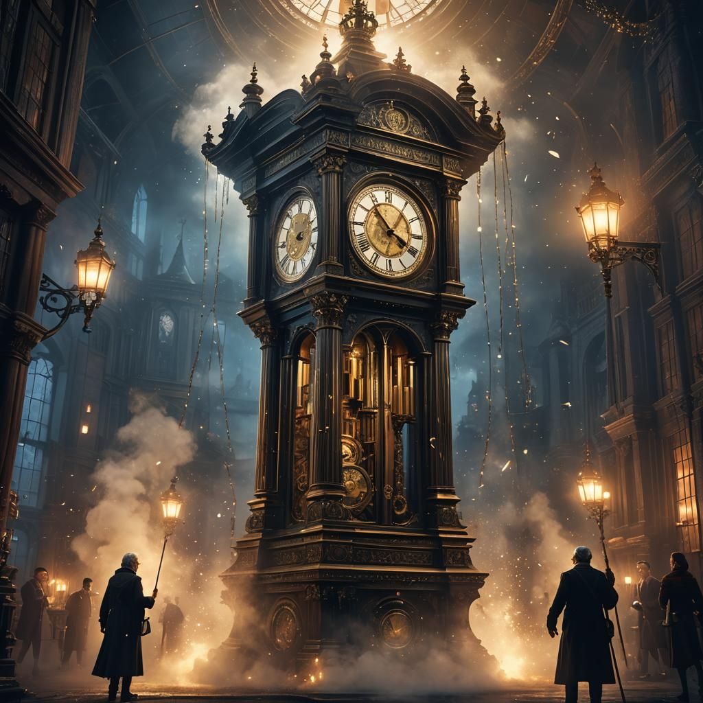 Miniature People Living Inside Grandfather Clock