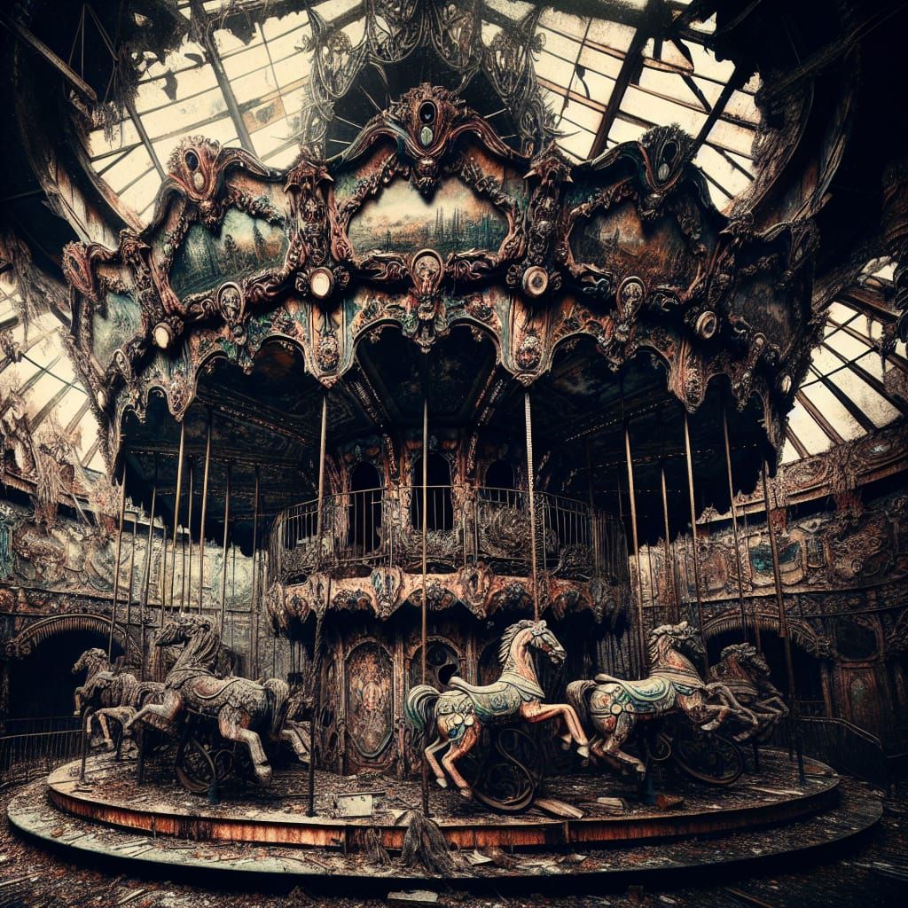 Gothic Abandoned Carousel in Fading Colors