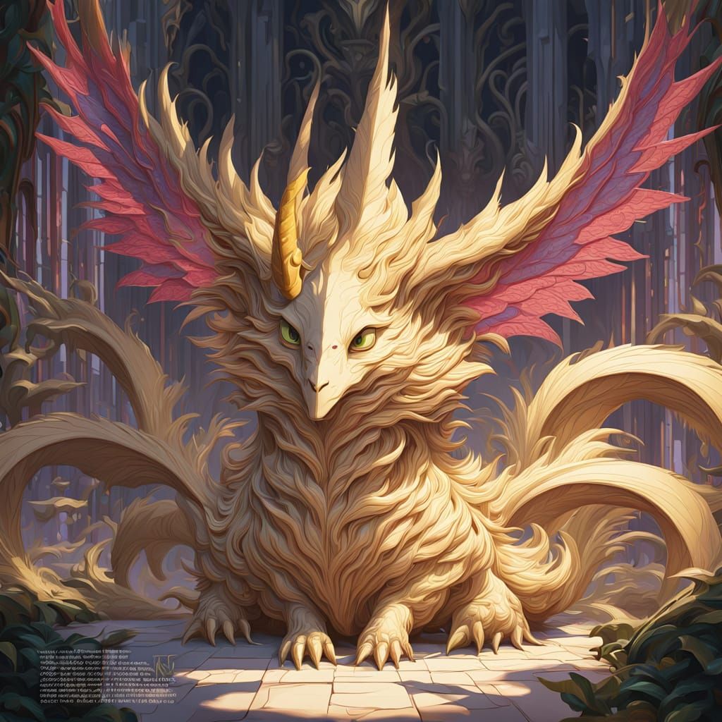 Girl and Her Majestic Winged Companion in a Cozy Fantasy Sce...