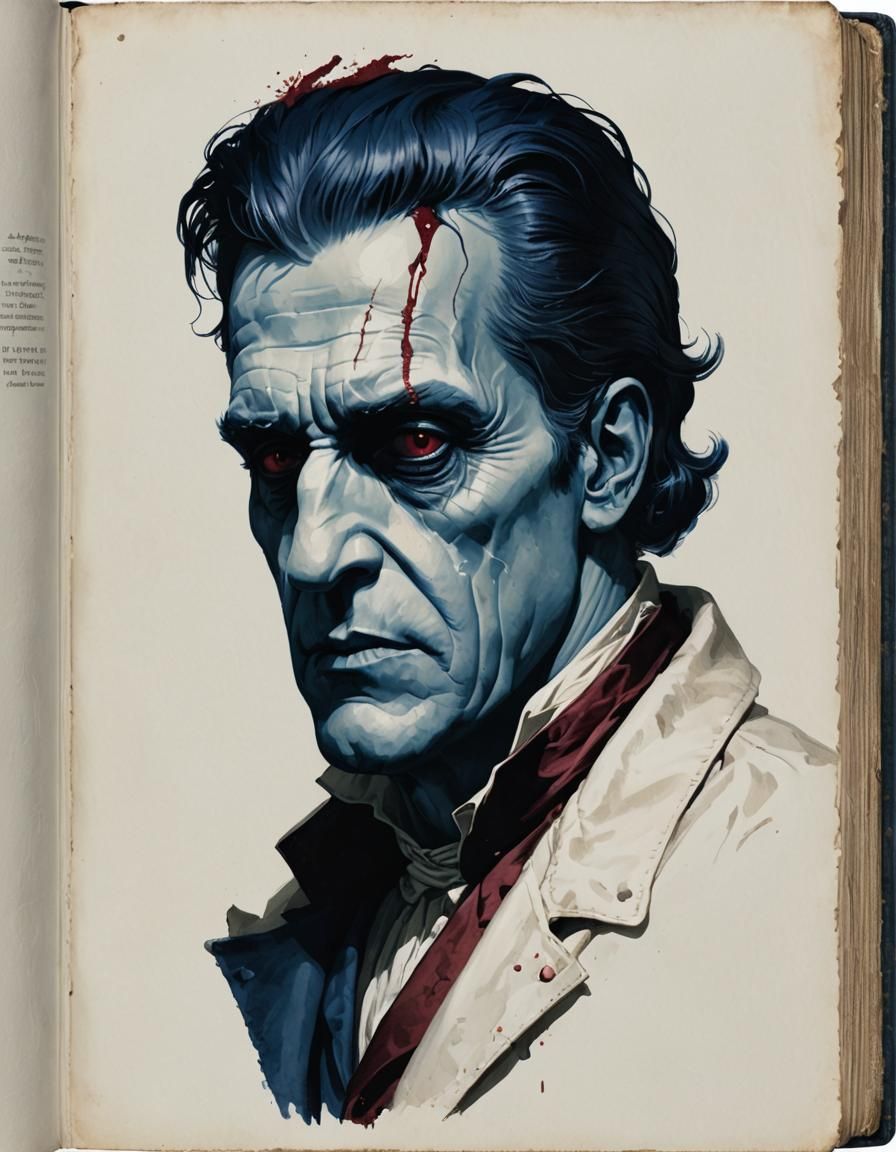 Frankenstein Portrait with Indigo Highlights, in Bacon Style