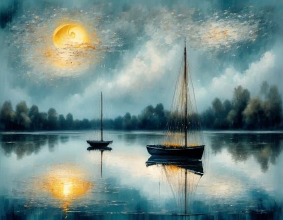 Whimsical Rubber Duck Boat on Serene Lake