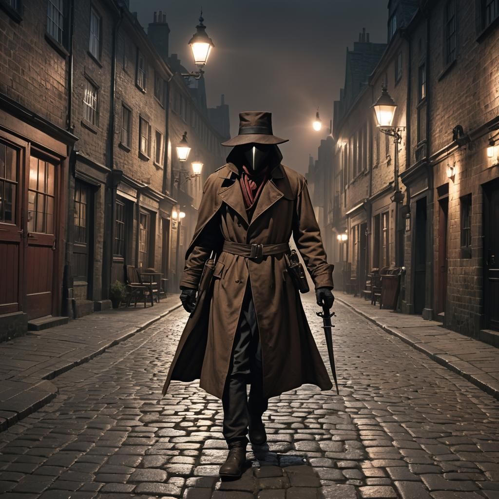Plague Doctor in Dimly Lit Street with Scythe