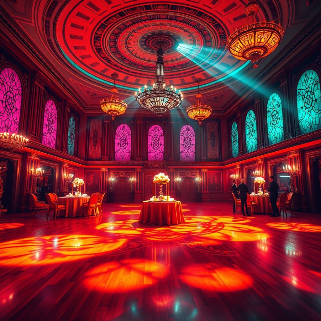 Vibrant Ballroom in Triadic Colors