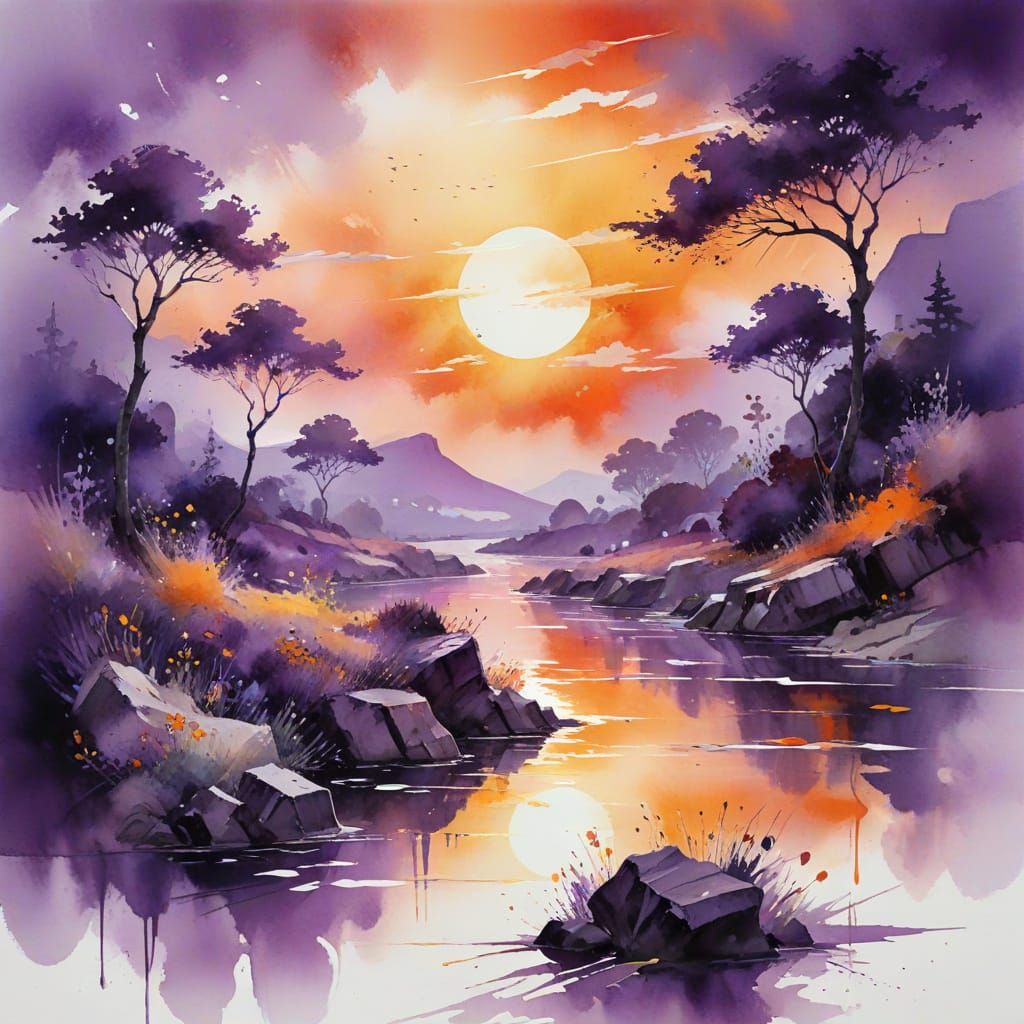 Twilight Realm: Ethereal Blending of Night and Day