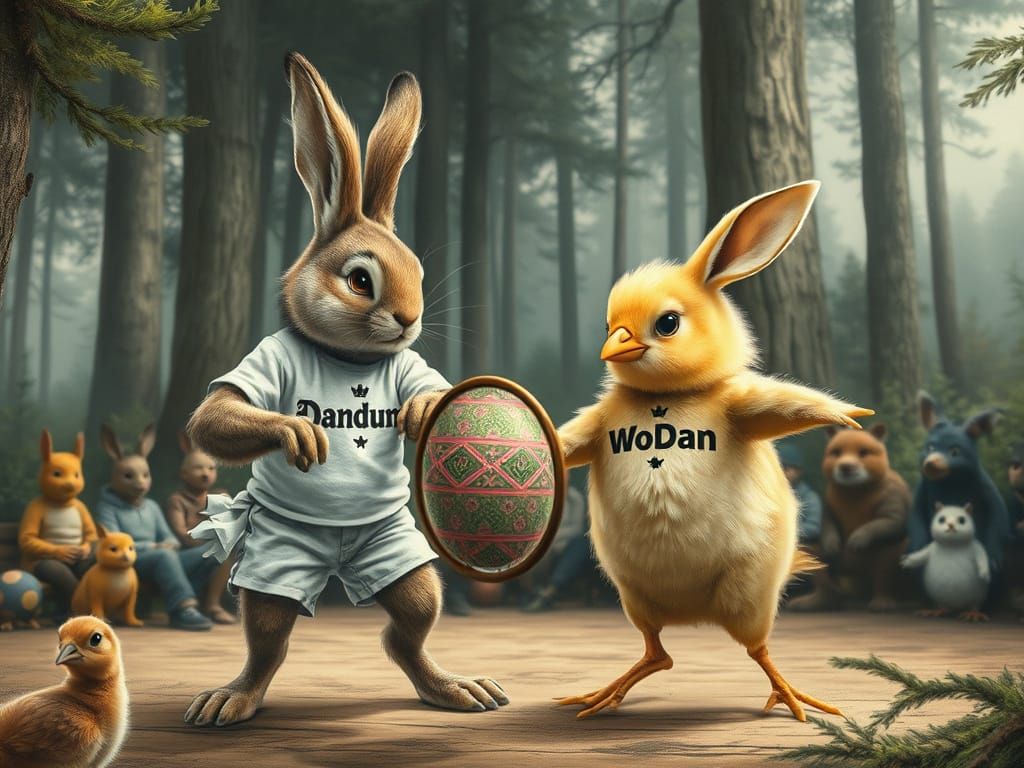 Bunny and Chick Tennis Match in Fantasy Forest Arena