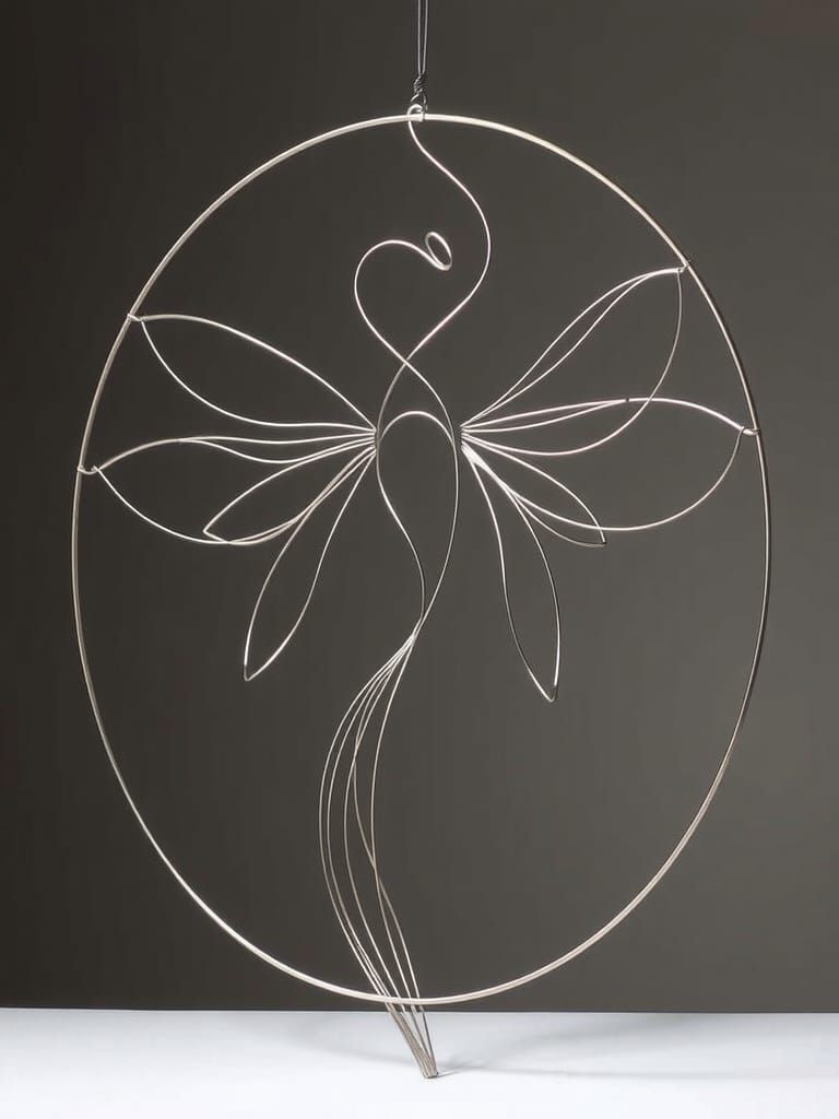 Art Deco Metal Wire Fairy Sculpture