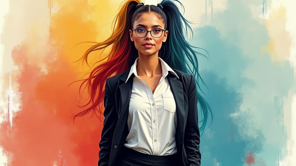 Confident Fitness Model Assistant in Artistic Scene