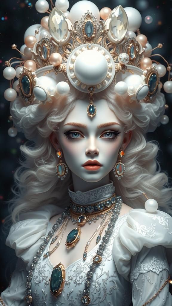 Realistic digital painting of a giant ghost king, semi-transparent with intricate details and textures, wearing a regal ...