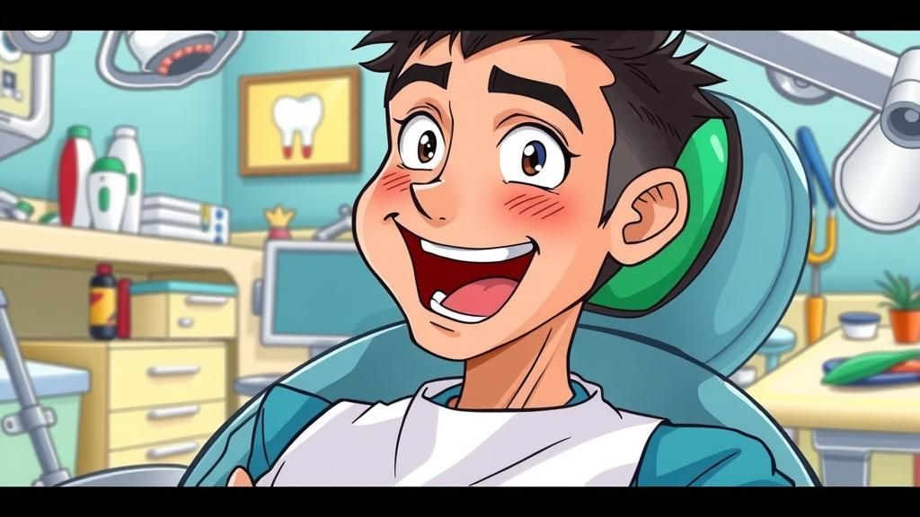 Anime Style Dentist Visit with Colorful Tools