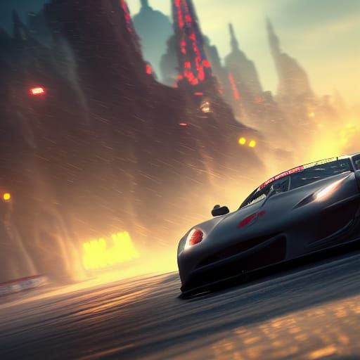 Detailed Race Cars Matte Painting in 8K