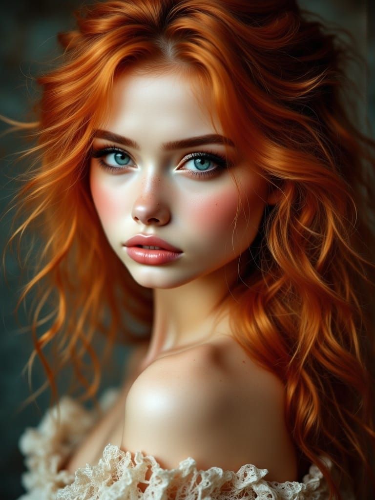 Ethereal Woman in Antique Watercolor Style