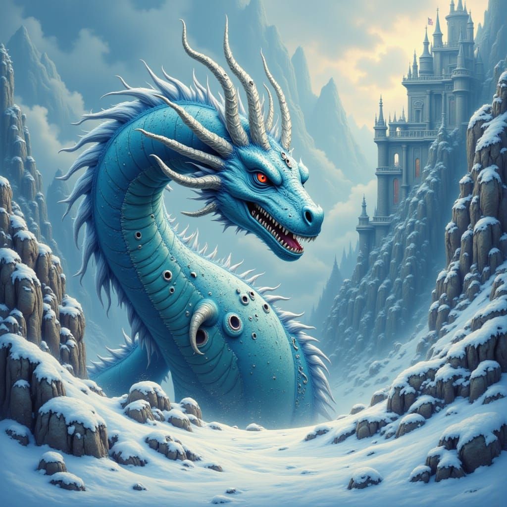 Fantasy Armored Knights Amidst Baroque Quirky Frosty Dragon ...