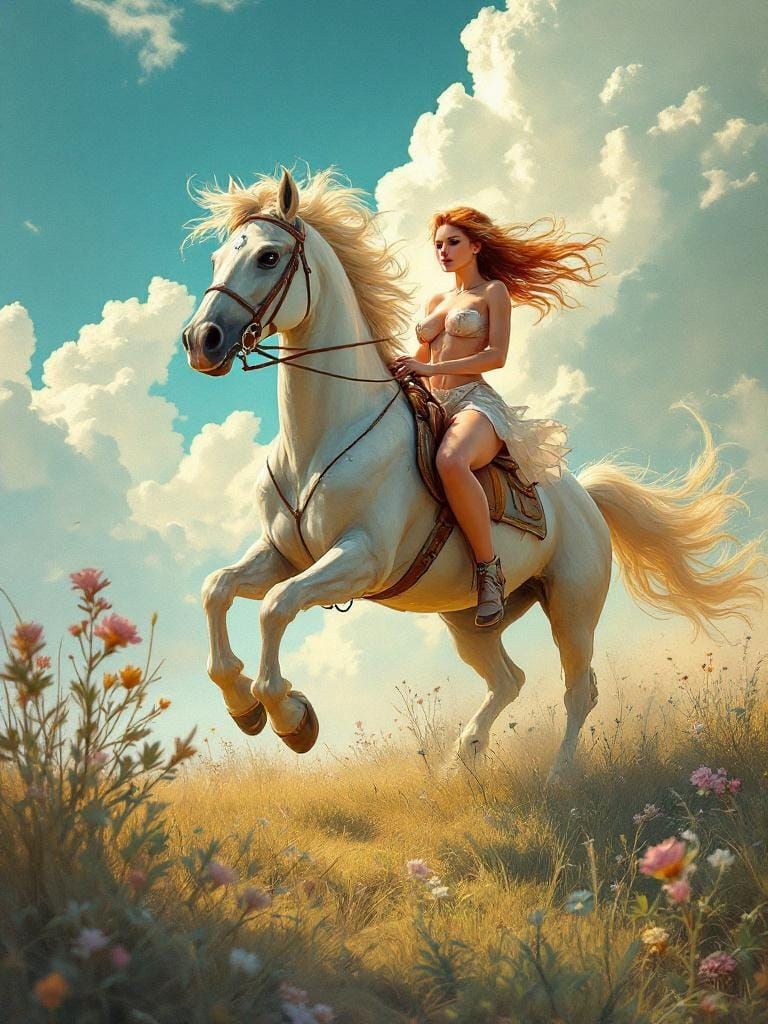 Solarpunk Pin-Up Art with Dappled Light and Botanical Accent...