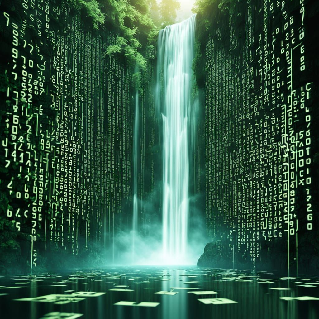 Matrix Code Waterfall Data Stream