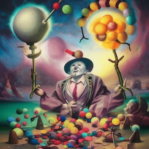 Surreal Magician in Pastelgoth Candyland: Hyperrealist Art