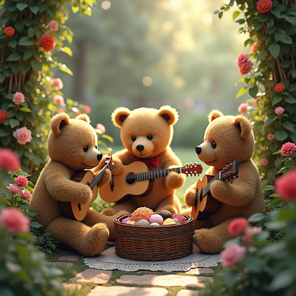 Teddy Bears' Edwardian Picnic: A High-Fantasy Matte Painting
