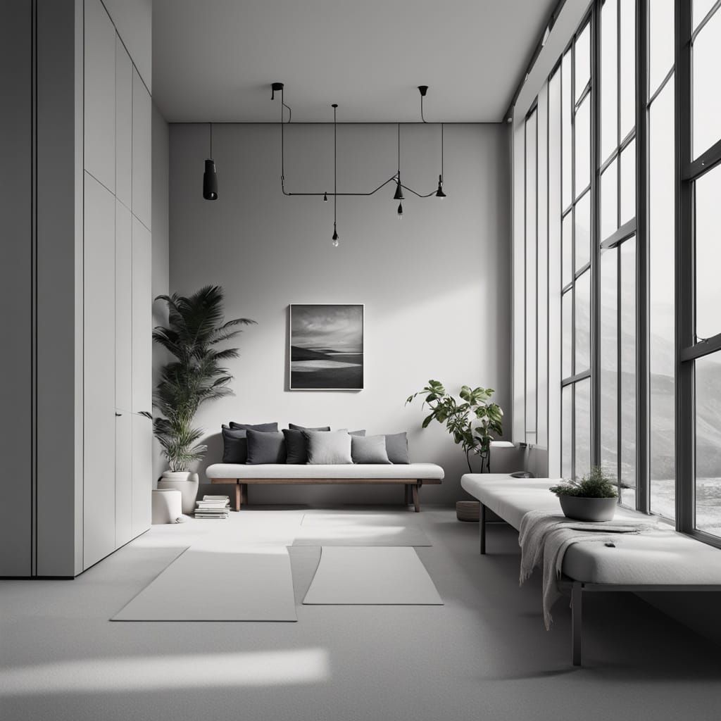 Elegant Scandinavian Cloakroom in Monochromatic Hues