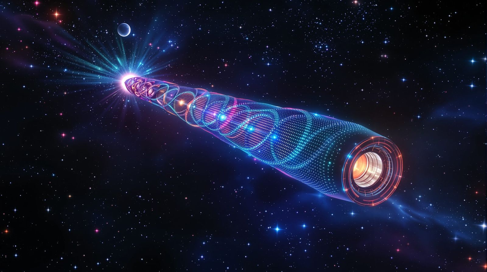 Cosmic Rope Vibrations: Klimt-Inspired Sci-Fi Starship