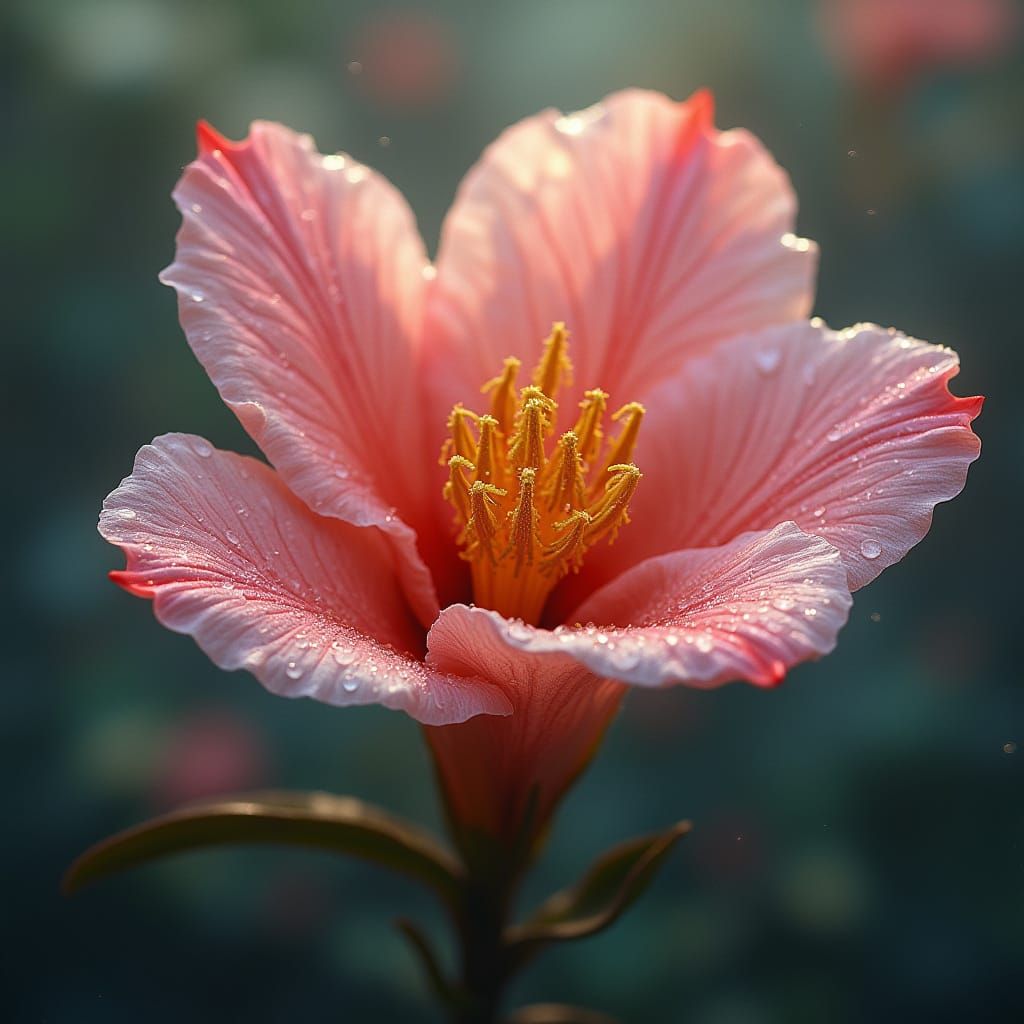 Exotic Flower Radiant in Rainy Atmosphere