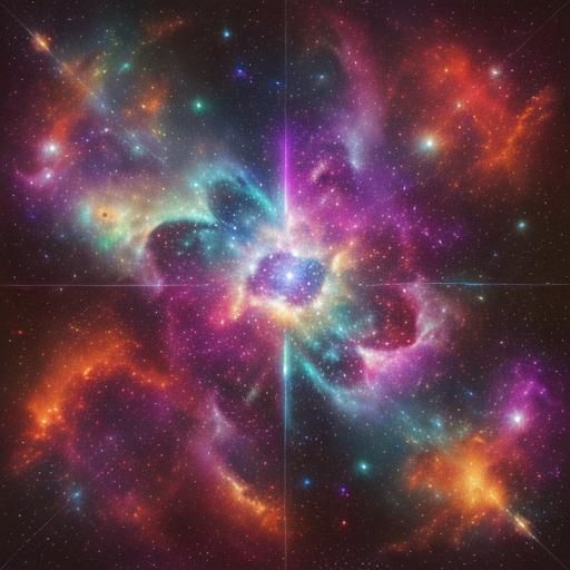 Glowing Divine Being Floating in Starry Nebula