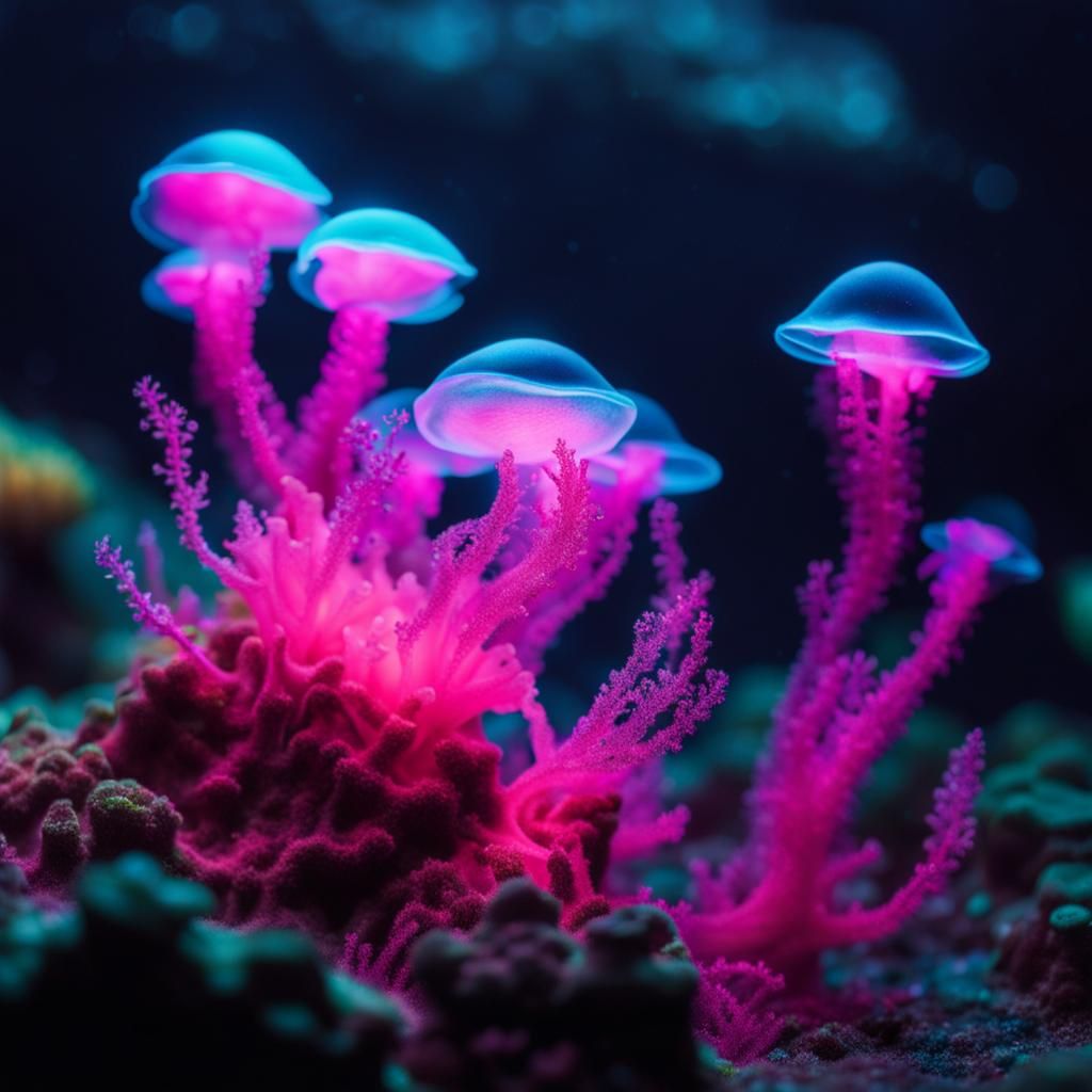 Bioluminescent Deep Sea Ecosystem: A Macro Fantasia