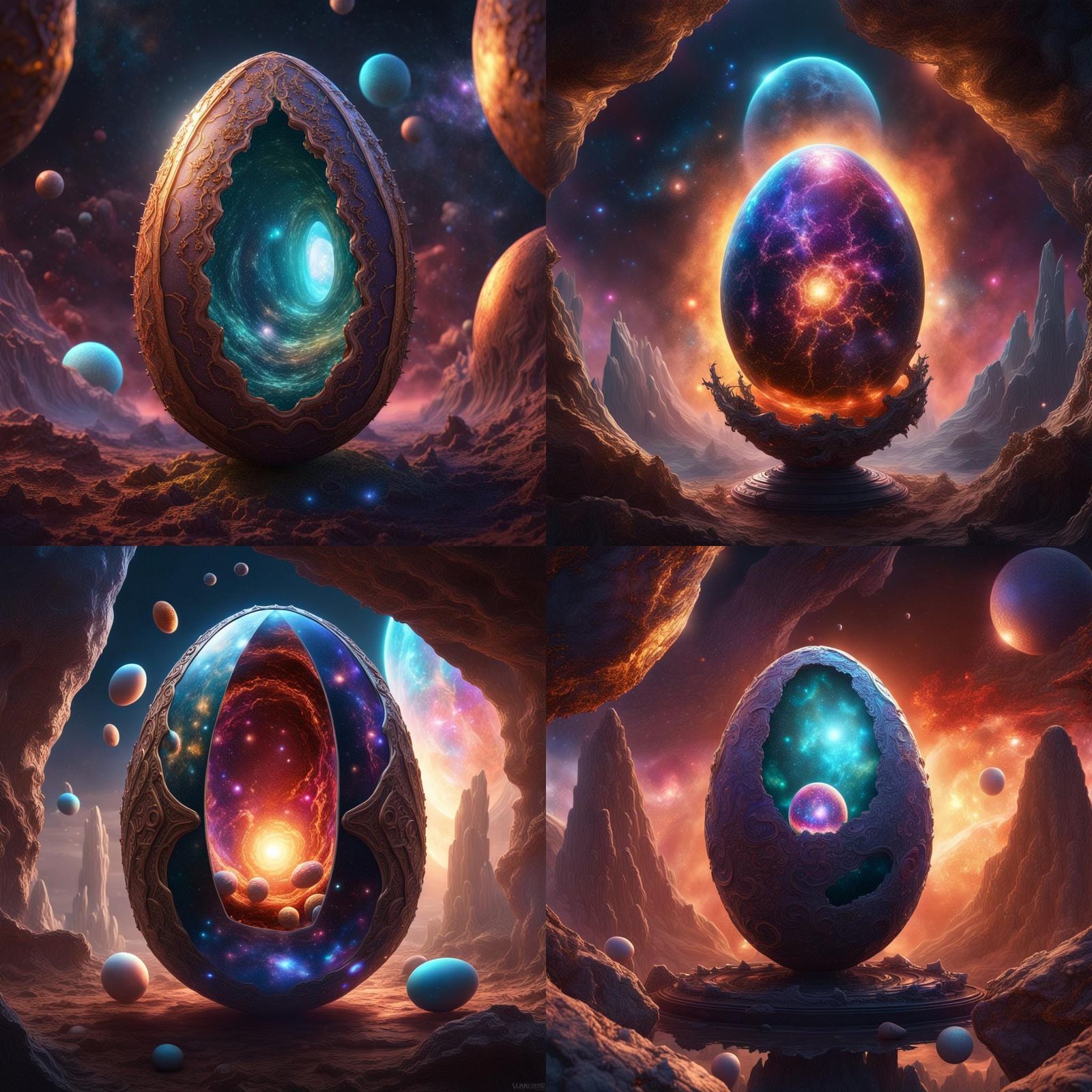 Cosmic Egg Universe: Detailed Matte Painting