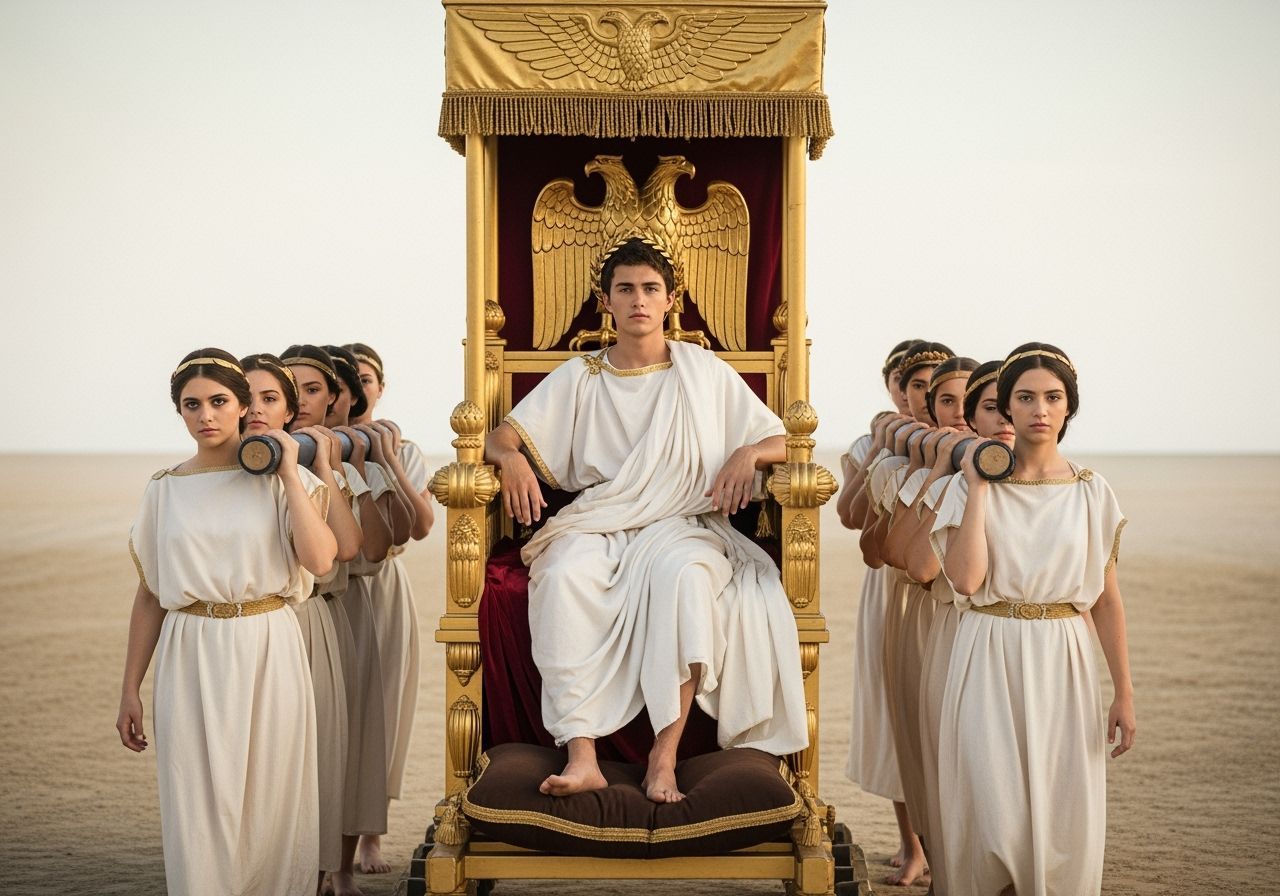 Barefoot Emperor on Golden Litter Throne