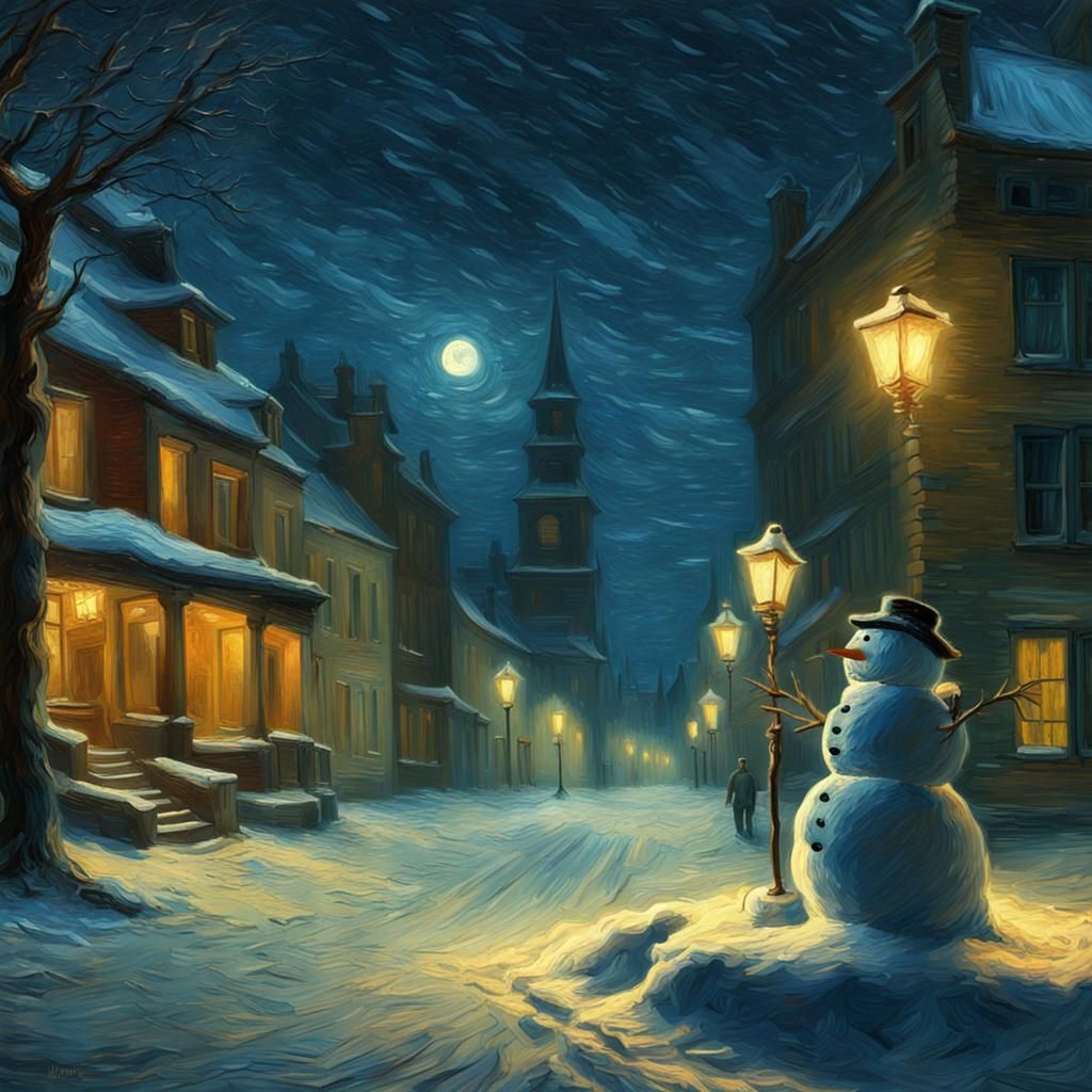 Snowman in the Village